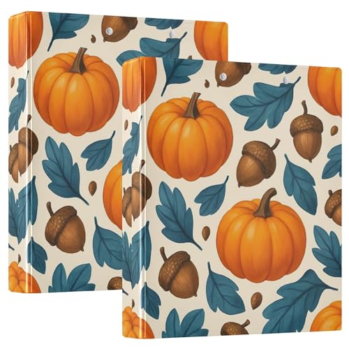 Ordner mit orangefarbenen Kürbissen und blauen Blättern, 3,8 cm, 3 Ringe für 200 Blatt, niedliche Ordner, Notizbuch, Blumenmuster, runder Ring-Spielschein, 31,5 x 27 x 6 cm, 1 Packung Ordner mit orangefarbenen Kürbissen und blauen Blättern, 3,8 cm, 3 Ringe für 200 Blatt, niedliche Ordner, Notizbuch, Blumenmuster, runder Ring-Spielschein, 31,5 x 27 x 6 cm, 1 Packung von Joitme