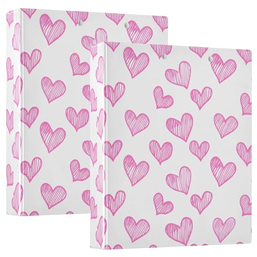 Ordner mit rosa Herzen, 3,8 cm, 3 Ringe, für 200 Blatt, niedliches Klemmbrett, runder Ringbuch, 31,5 x 27 x 6 cm, 2 Stück Ordner mit rosa Herzen, 3,8 cm, 3 Ringe, für 200 Blatt, niedliches Klemmbrett, runder Ringbuch, 31,5 x 27 x 6 cm, 2 Stück von Joitme