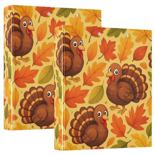 Ordner mit süßen Truthahnen, Herbstblätter, Orange, 3,8 cm, 3 Ringe für 200 Blatt, niedliches Klemmbrett, runder Ringplaner, 31,5 x 27 x 6 cm, 2 Stück Ordner mit süßen Truthahnen, Herbstblätter, Orange, 3,8 cm, 3 Ringe für 200 Blatt, niedliches Klemmbrett, runder Ringplaner, 31,5 x 27 x 6 cm, 2 Stück von Joitme
