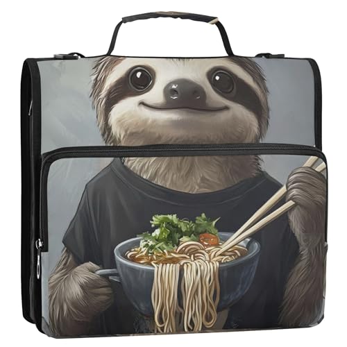 Organizer mit Reißverschluss, Faultier, lustiges Tier, 3,8 cm, 3 Ringbücher, D-Ring, Schüler, Schule, Ordner, Tasche mit Schultergurt, Aufbewahrungsmappe mit Griff Organizer mit Reißverschluss, Faultier, lustiges Tier, 3,8 cm, 3 Ringbücher, D-Ring, Schüler, Schule, Ordner, Tasche mit Schultergurt, Aufbewahrungsmappe mit Griff von Joitme