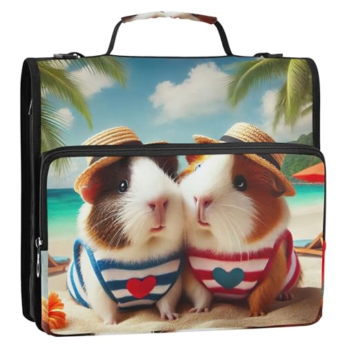 Organizer mit Reißverschluss, Meerschweinchen-Druck, niedliches 3-Ringbuch, 3,8 cm, D-Ring, strapazierfähige Schulmappe mit Schultergurt, Aufbewahrungsmappe mit Griff von Joitme