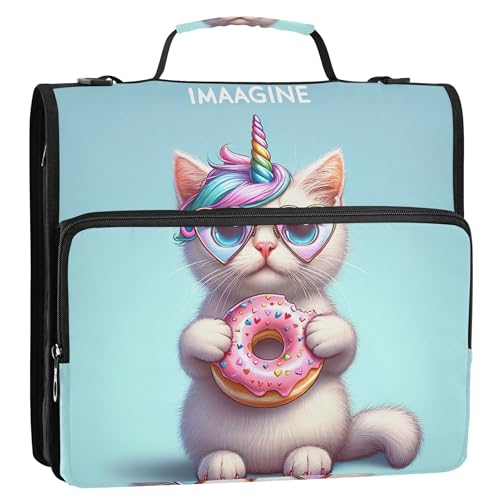 Organizer mit Reißverschluss, lustiges Kätzchen, niedliche Katze, 3,8 cm, 3 Ringe, strapazierfähig, für Arbeit, Schule, Ordnertasche mit Schultergurt, Aufbewahrungsmappe mit Griff Organizer mit Reißverschluss, lustiges Kätzchen, niedliche Katze, 3,8 cm, 3 Ringe, strapazierfähig, für Arbeit, Schule, Ordnertasche mit Schultergurt, Aufbewahrungsmappe mit Griff von Joitme