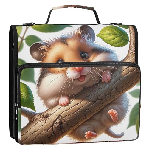 Organizer mit Reißverschluss, niedliches Tier, Hamster, 3 Ringbücher, 3,8 cm, D-Ring, bunt, Mittelschule mit Gurt, Portfolio, für 500 Blatt Organizer mit Reißverschluss, niedliches Tier, Hamster, 3 Ringbücher, 3,8 cm, D-Ring, bunt, Mittelschule mit Gurt, Portfolio, für 500 Blatt von Joitme
