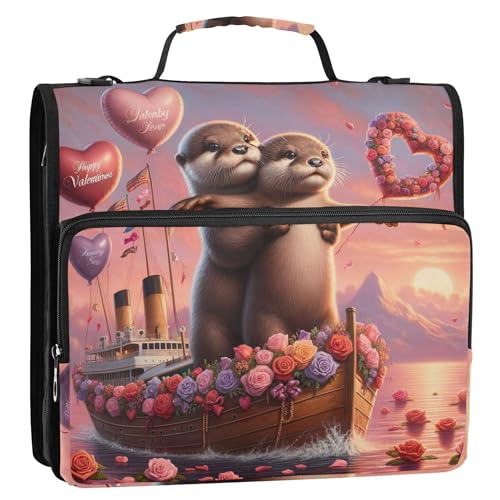 Otters Romantisches Titanic Love Ship 3-Ringbuch, 3,8 cm, D-Ring, Reißverschluss, Organizer mit Schultergurt, für Schule, mehrere Taschen, große Portfolio-Mappe von Joitme