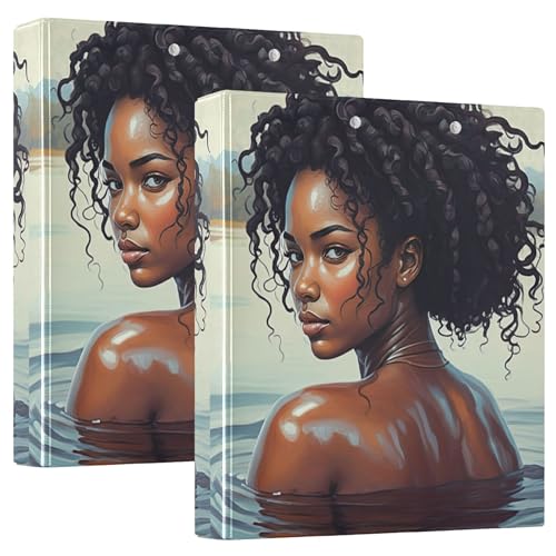Painting African American Woman 3,8 cm Ordner mit 3 Ringen für 200 Blatt Klemmbrett mit Blumenmuster, runder Ring, Rezeptbuch, 31,5 x 27 x 6 cm, 2 Stück Painting African American Woman 3,8 cm Ordner mit 3 Ringen für 200 Blatt Klemmbrett mit Blumenmuster, runder Ring, Rezeptbuch, 31,5 x 27 x 6 cm, 2 Stück von Joitme