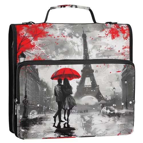 Paris Painting Eiffel Valentinstags-Ordner mit Reißverschluss, 3 Ringe, Ringordner mit Schulgurt, mehrere Taschen, großer Ordner Paris Painting Eiffel Valentinstags-Ordner mit Reißverschluss, 3 Ringe, Ringordner mit Schulgurt, mehrere Taschen, großer Ordner von Joitme