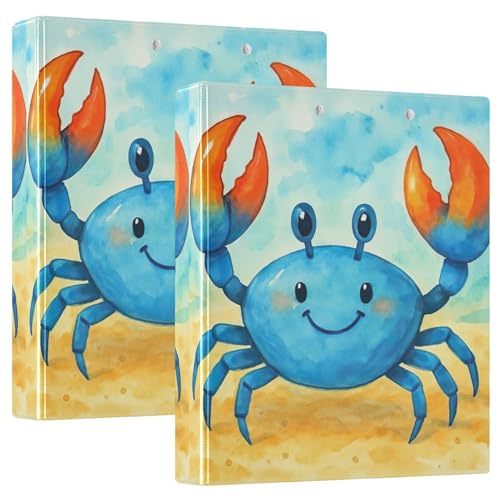 Personalisierbare, niedliche lustige blaue Krabben-Ordner, 3,8 cm, 3 Ringe für 200 Blatt, Notizbuch, runder Ringbuch, 31,5 x 27 x 6 cm, 2 Stück Personalisierbare, niedliche lustige blaue Krabben-Ordner, 3,8 cm, 3 Ringe für 200 Blatt, Notizbuch, runder Ringbuch, 31,5 x 27 x 6 cm, 2 Stück von Joitme