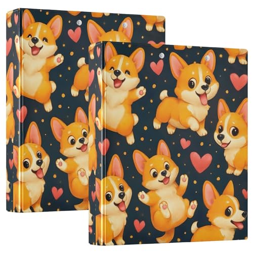 Personalisierbarer Ordner mit niedlichen Cartoon-Hunden, 3,8 cm, für 200 Blatt, 3 Ringordner, runder Ringordner, 31,5 x 27 x 6 cm, 2 Stück Personalisierbarer Ordner mit niedlichen Cartoon-Hunden, 3,8 cm, für 200 Blatt, 3 Ringordner, runder Ringordner, 31,5 x 27 x 6 cm, 2 Stück von Joitme