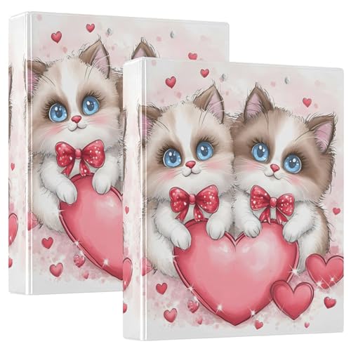 Personalisierbarer Ordner mit niedlichen siamesischen Katzen, Liebesherzen, 3,8 cm, 3 Ringe für 200 Blatt, Klemmbrett, runder Ring, Rezeptbuch, 31,5 x 27 x 6 cm, 1 Stück Personalisierbarer Ordner mit niedlichen siamesischen Katzen, Liebesherzen, 3,8 cm, 3 Ringe für 200 Blatt, Klemmbrett, runder Ring, Rezeptbuch, 31,5 x 27 x 6 cm, 1 Stück von Joitme