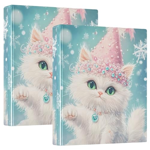Personalisierbarer Ordner mit niedlicher Katze, rosa Hut, blau, 3,8 cm, 3 Ringe für 200 Blatt, Portfolio-Ordner, runder Ringordner, 31,5 x 27 x 6 cm, 1 Stück Personalisierbarer Ordner mit niedlicher Katze, rosa Hut, blau, 3,8 cm, 3 Ringe für 200 Blatt, Portfolio-Ordner, runder Ringordner, 31,5 x 27 x 6 cm, 1 Stück von Joitme