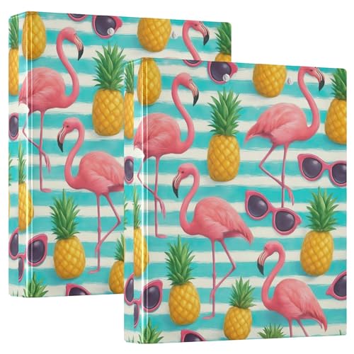 Personalisierbarer Ordner mit rosa Flamingos und Ananas, 3,8 cm, für 200 Blatt, Klemmbrett-Ordner, runder Ringbuch, 31,5 x 27 x 6 cm, 1 Stück Personalisierbarer Ordner mit rosa Flamingos und Ananas, 3,8 cm, für 200 Blatt, Klemmbrett-Ordner, runder Ringbuch, 31,5 x 27 x 6 cm, 1 Stück von Joitme