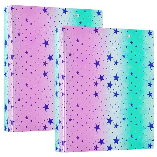 Personalisierbarer Ordner mit violetten Sternen und Punkten, weicher Pastell-Farbverlauf, 3,8 cm, 3,8 cm, für 200 Blatt, Klemmbrett-Ordner, runder Ringplaner, 31,5 x 27 x 6 cm, 2 Stück Personalisierbarer Ordner mit violetten Sternen und Punkten, weicher Pastell-Farbverlauf, 3,8 cm, 3,8 cm, für 200 Blatt, Klemmbrett-Ordner, runder Ringplaner, 31,5 x 27 x 6 cm, 2 Stück von Joitme