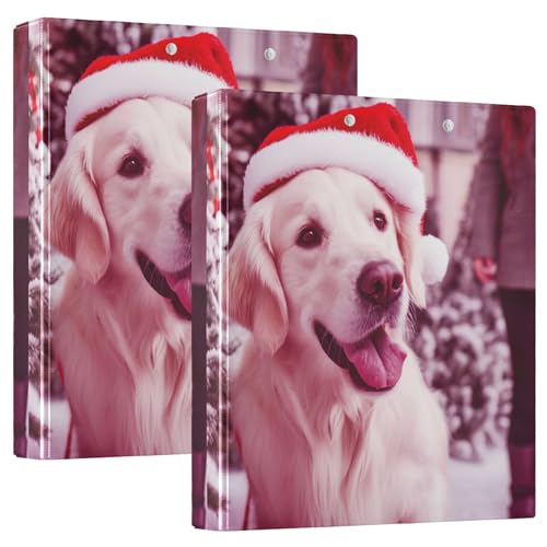 Personalisierbarer niedlicher Golden Retriever Hund 3 Ringbücher 3,8 cm für 200 Blatt Notizbuchordner, runder Ring, Spielrechnungsordner, 31,5 x 27 x 6 cm, 2 Stück von Joitme