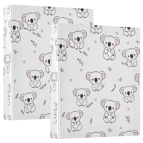 Personalisierbarer süßer Koala-Ordner mit 3 Ringen, 3,8 cm, für 200 Blatt, Notizbuch, runder Ringbuch, 31,5 x 27 x 6 cm, 2 Stück Personalisierbarer süßer Koala-Ordner mit 3 Ringen, 3,8 cm, für 200 Blatt, Notizbuch, runder Ringbuch, 31,5 x 27 x 6 cm, 2 Stück von Joitme