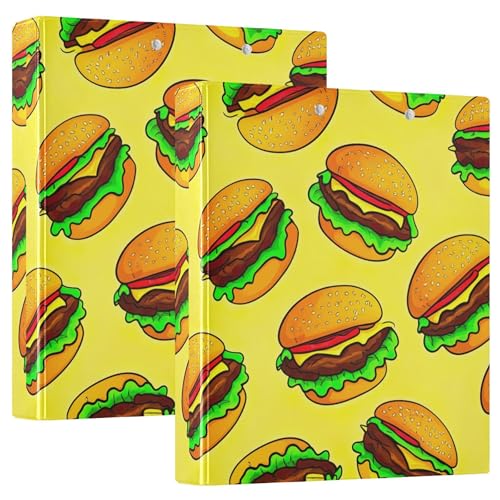 Personalisierte, niedliche Cartoon-Hamburger, Gelb, 3,8 cm, 3 Ringordner, für 200 Blatt, Portfolio, runder Ring, Rezeptbuch, 31,5 x 27 x 6 cm, 2 Stück Personalisierte, niedliche Cartoon-Hamburger, Gelb, 3,8 cm, 3 Ringordner, für 200 Blatt, Portfolio, runder Ring, Rezeptbuch, 31,5 x 27 x 6 cm, 2 Stück von Joitme