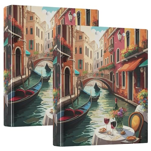 Personalisierte, romantische venezianische K-Szene, Gondeln, drei Ringbücher, 3,8 cm, für 200 Blatt, Portfolio-Ring, runder Ringplaner, 31,5 x 27 x 6 cm, 2 Stück Personalisierte, romantische venezianische K-Szene, Gondeln, drei Ringbücher, 3,8 cm, für 200 Blatt, Portfolio-Ring, runder Ringplaner, 31,5 x 27 x 6 cm, 2 Stück von Joitme