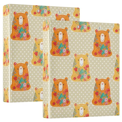 Personalisierte Bären Blumenmuster, 3,8 cm, 3-Ringordner, für 200 Blatt, Klemmbrett, runder Ringbuch, 31,5 x 27 x 6 cm, 2 Stück Personalisierte Bären Blumenmuster, 3,8 cm, 3-Ringordner, für 200 Blatt, Klemmbrett, runder Ringbuch, 31,5 x 27 x 6 cm, 2 Stück von Joitme