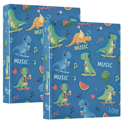 Personalisierte Cartoon-Dinosaurier-Musik, 3,8 cm, 3-Ringordner, für 200 Blatt, Portfolio-Ordner, runder Ringbuch, 31,5 x 27 x 6 cm, 2 Stück Personalisierte Cartoon-Dinosaurier-Musik, 3,8 cm, 3-Ringordner, für 200 Blatt, Portfolio-Ordner, runder Ringbuch, 31,5 x 27 x 6 cm, 2 Stück von Joitme