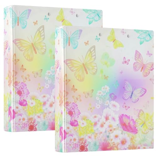 Personalisierte Ringbücher mit Schmetterlingen, bunte Blumen, 3,8 cm, für 200 Blatt, Klemmbrett, runder Ringbuch, 31,5 x 27 x 6 cm, 2 Stück Personalisierte Ringbücher mit Schmetterlingen, bunte Blumen, 3,8 cm, für 200 Blatt, Klemmbrett, runder Ringbuch, 31,5 x 27 x 6 cm, 2 Stück von Joitme
