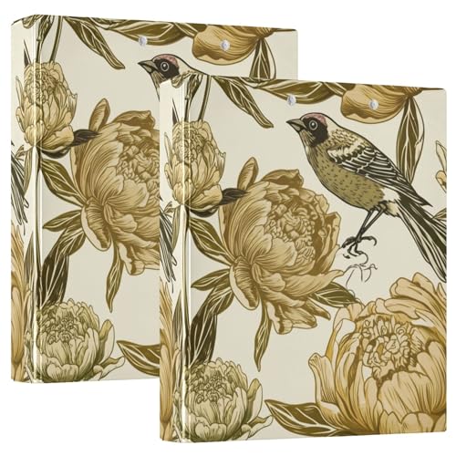 Personalisierte Vintage-Ordner mit Vogelpfingstrosen, 3,8 cm, 3,8 cm, für 200 Blatt, Klemmbrett, runder Ringplaner, 31,5 x 27 x 6 cm, 2 Stück Personalisierte Vintage-Ordner mit Vogelpfingstrosen, 3,8 cm, 3,8 cm, für 200 Blatt, Klemmbrett, runder Ringplaner, 31,5 x 27 x 6 cm, 2 Stück von Joitme