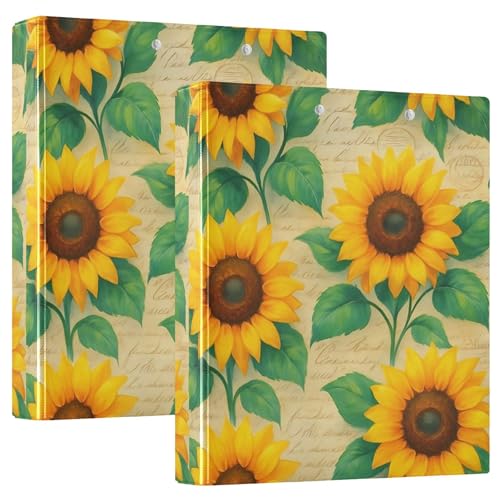 Personalisierte gelbe Sonnenblumen-grüne Blätter, Vintage, 3,8 cm, 3-Ringordner, für 200 Blatt, Portfolio-Ordner, runder Ringplaner, 31,5 x 27 x 6 cm, 1 Packung Personalisierte gelbe Sonnenblumen-grüne Blätter, Vintage, 3,8 cm, 3-Ringordner, für 200 Blatt, Portfolio-Ordner, runder Ringplaner, 31,5 x 27 x 6 cm, 1 Packung von Joitme