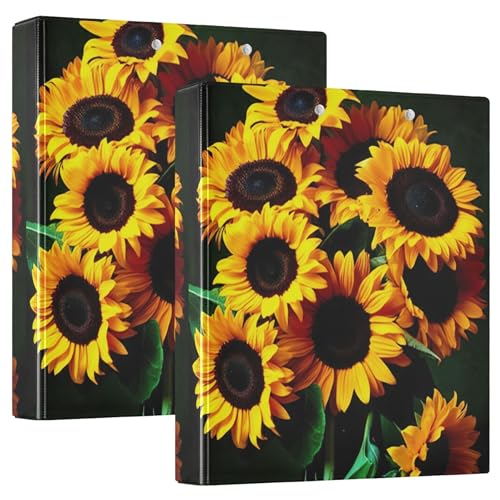 Personalisierte goldene Sonnenblumen, 3,8 cm, 3 Ringordner, für 200 Blatt, Klemmbrett, runder Ringbuch, 31,5 x 27 x 6 cm, 2 Stück Personalisierte goldene Sonnenblumen, 3,8 cm, 3 Ringordner, für 200 Blatt, Klemmbrett, runder Ringbuch, 31,5 x 27 x 6 cm, 2 Stück von Joitme