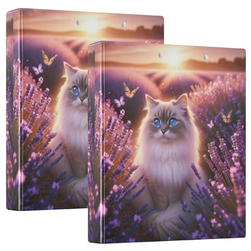 Personalisierte süße Lavendel-Gartenkatze, 3,8 cm, 3 Ringordner, für 200 Blatt, Klemmbrett, runder Ring, Rezeptbuch, 31,5 x 27 x 6 cm, 2 Stück Personalisierte süße Lavendel-Gartenkatze, 3,8 cm, 3 Ringordner, für 200 Blatt, Klemmbrett, runder Ring, Rezeptbuch, 31,5 x 27 x 6 cm, 2 Stück von Joitme