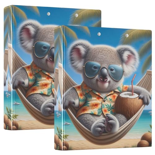 Personalisierte tropische Koala-Hängematte, Strand, 3,8 cm, 3-Ringbücher für 200 Blatt, Portfolio-Ring, runder Ringbuch, 31,5 x 27 x 6 cm, 1 Stück Personalisierte tropische Koala-Hängematte, Strand, 3,8 cm, 3-Ringbücher für 200 Blatt, Portfolio-Ring, runder Ringbuch, 31,5 x 27 x 6 cm, 1 Stück von Joitme