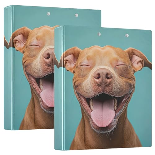 Personalisierter, lustiger Pitbull-Laugh-Druck, 3 Ringbücher, 3,8 cm, für 200 Blatt, Notizbuch, runder Ring, Playbill Ordner, 31,5 x 27 x 6 cm, 2 Stück von Joitme