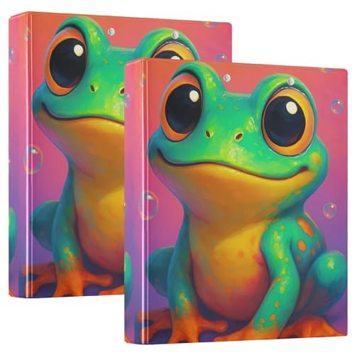 Personalisierter, niedlicher lustiger Frosch-Drei-Ringordner, 3,8 cm, für 200 Blatt, Portfolio, runder Ring, robuster Ordner, 31,5 x 27 x 6 cm, 2 Stück Personalisierter, niedlicher lustiger Frosch-Drei-Ringordner, 3,8 cm, für 200 Blatt, Portfolio, runder Ring, robuster Ordner, 31,5 x 27 x 6 cm, 2 Stück von Joitme