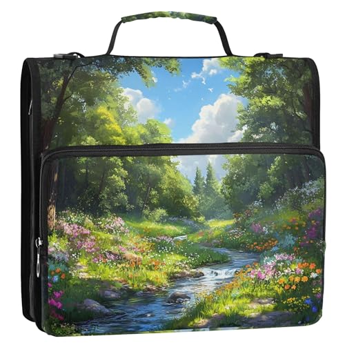 Personalisierter Organizer mit Reißverschluss, 3,8 cm, 3-Ringbinder, strapazierfähig, Frühlings-Wald-Szene, üppiges Grün, mehrere Taschen, große Portfolio-Mappe, Ordnertasche mit Gurt für die Schule Personalisierter Organizer mit Reißverschluss, 3,8 cm, 3-Ringbinder, strapazierfähig, Frühlings-Wald-Szene, üppiges Grün, mehrere Taschen, große Portfolio-Mappe, Ordnertasche mit Gurt für die Schule von Joitme