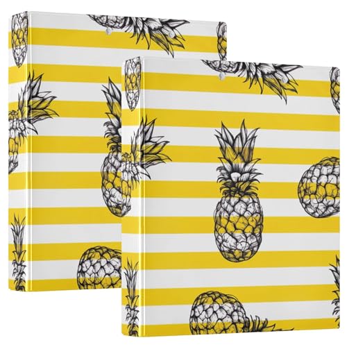 Pineapple Stripe 3,8 cm 3-Ringordner für 200 Blatt Tierblumen-Ordner, Portfolio, runder Ring, Rezeptbuch, 31,5 x 27 x 6 cm, 1 Packung von Joitme