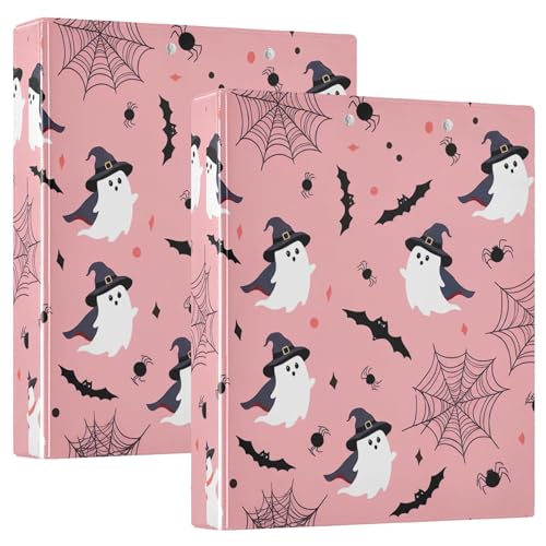Pink Cute Ghosts 3,8 cm 3-Ringbücher für 200 Blatt, lustiges Druck-Klemmbrett, runder Ring, Rezeptbuch, 31,5 x 27 x 6 cm, 2 Stück von Joitme