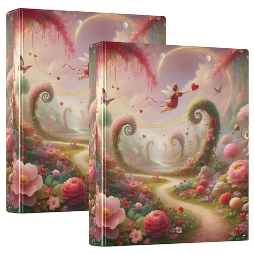 Pink Fantastic Wonderland Drei-Ringordner, 3,8 cm, für 200 Blatt, niedliches Notizbuch, runder Ringbuch, Büroordner, 31,5 x 27 x 6 cm, 2 Stück Pink Fantastic Wonderland Drei-Ringordner, 3,8 cm, für 200 Blatt, niedliches Notizbuch, runder Ringbuch, Büroordner, 31,5 x 27 x 6 cm, 2 Stück von Joitme
