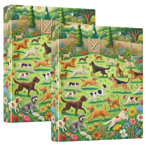 Playful Dogs Garden Park 3-Ringordner, 3,8 cm, für 200 Blatt, Designer-Ordner mit 3 Ringen, runder Ring, strapazierfähig, 31,5 x 27 x 6 cm, 2 Stück Playful Dogs Garden Park 3-Ringordner, 3,8 cm, für 200 Blatt, Designer-Ordner mit 3 Ringen, runder Ring, strapazierfähig, 31,5 x 27 x 6 cm, 2 Stück von Joitme