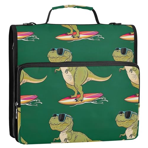 Professioneller Ordner mit 3 Ringen, 3,8 cm, D-Ring, cooler Dinosaurier, lustig, grün, Reißverschluss, Organizer, mehrere Taschen, große Portfolio-Mappe, Ordnertasche mit Gurt für die Schule Professioneller Ordner mit 3 Ringen, 3,8 cm, D-Ring, cooler Dinosaurier, lustig, grün, Reißverschluss, Organizer, mehrere Taschen, große Portfolio-Mappe, Ordnertasche mit Gurt für die Schule von Joitme