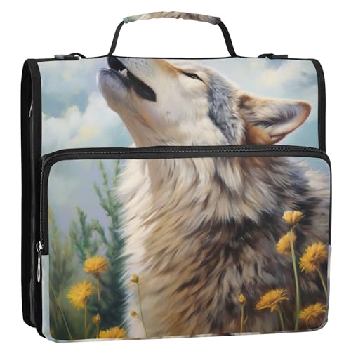Professioneller Organizer mit Reißverschluss, 3,8 cm, 3 Ringbücher, D-Ring, heulender Wolf, Malerei, Portfolio und Etui, Ringordner, Halter, Ordner mit Gurt, Mittelschultasche Professioneller Organizer mit Reißverschluss, 3,8 cm, 3 Ringbücher, D-Ring, heulender Wolf, Malerei, Portfolio und Etui, Ringordner, Halter, Ordner mit Gurt, Mittelschultasche von Joitme