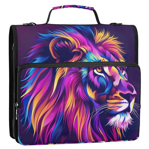Professioneller Organizer mit Reißverschluss, 3 Ringbücher, 3,8 cm, D-Ring, buntes Löwen-Portfolio und Etui, Ringordnerhalter, Schulmappe mit Schultergurt Professioneller Organizer mit Reißverschluss, 3 Ringbücher, 3,8 cm, D-Ring, buntes Löwen-Portfolio und Etui, Ringordnerhalter, Schulmappe mit Schultergurt von Joitme