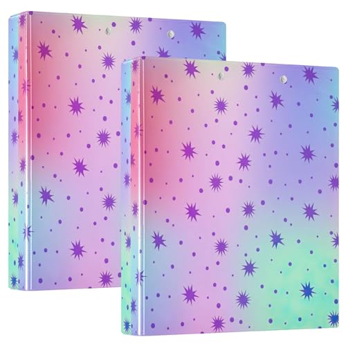 Purple Stars Soft Pastell Gradient 3-Ringbuch, 3,8 cm, für 200 Blatt, niedliche Portfolio-Ordner, runder Ringplaner, 31,5 x 27 x 6 cm, 1 Stück Purple Stars Soft Pastell Gradient 3-Ringbuch, 3,8 cm, für 200 Blatt, niedliche Portfolio-Ordner, runder Ringplaner, 31,5 x 27 x 6 cm, 1 Stück von Joitme
