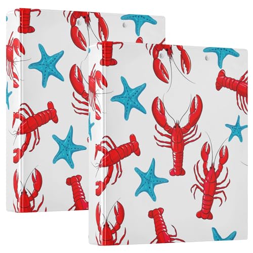 Red Lobsters Blue Seestern 3 Ring 3,8 cm Ordner für 200 Blatt niedliche Notizbuchordner, runder Ringbuch, 31,5 x 27 x 6 cm, 2 Stück Red Lobsters Blue Seestern 3 Ring 3,8 cm Ordner für 200 Blatt niedliche Notizbuchordner, runder Ringbuch, 31,5 x 27 x 6 cm, 2 Stück von Joitme