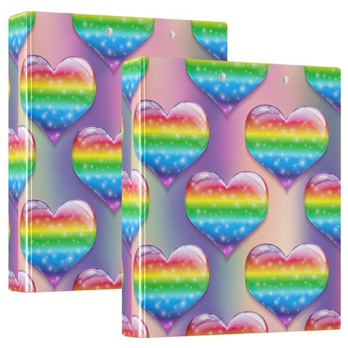 Regenbogen-Herzen, funkelnde Lichter, 3,8 cm, 3-Ringbuch, hält 200 Blatt, niedliches Klemmbrett, runde Ringbinder, 31,5 x 27 x 6 cm, 1 Packung Regenbogen-Herzen, funkelnde Lichter, 3,8 cm, 3-Ringbuch, hält 200 Blatt, niedliches Klemmbrett, runde Ringbinder, 31,5 x 27 x 6 cm, 1 Packung von Joitme