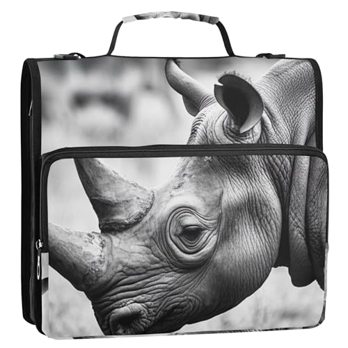 Rhino Foto-Ordner mit 3 Ringen, 3,8 cm, Reißverschluss, Schulordner, Tasche mit Schultergurt, Aufbewahrungsmappe mit Griff, Schwarz / Weiß Rhino Foto-Ordner mit 3 Ringen, 3,8 cm, Reißverschluss, Schulordner, Tasche mit Schultergurt, Aufbewahrungsmappe mit Griff, Schwarz / Weiß von Joitme