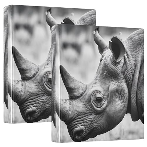 Rhino Rhino Rhino 3-Ringbuch, 3,8 cm, für 200 Blatt, Portfolio-Ring, rund, 31,5 x 27 x 6 cm, 2 Stück von Joitme