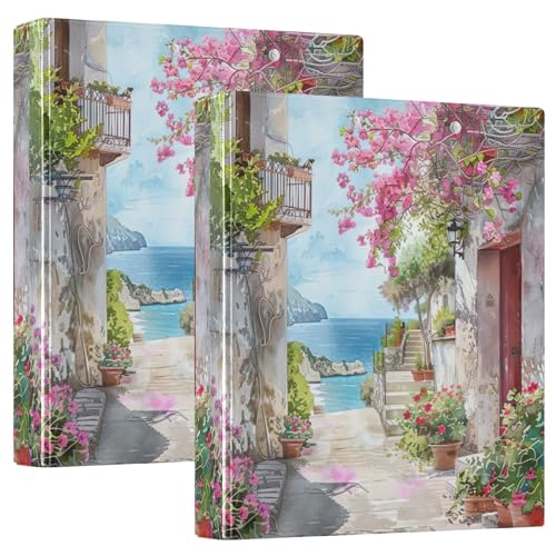 Ringbuch, mediterranes Blumenmuster, 3,8 cm, für 200 Blatt, Portfolio-Ringdruck, runder Ringbuch, 31,5 x 27 x 6 cm, 1 Packung Ringbuch, mediterranes Blumenmuster, 3,8 cm, für 200 Blatt, Portfolio-Ringdruck, runder Ringbuch, 31,5 x 27 x 6 cm, 1 Packung von Joitme