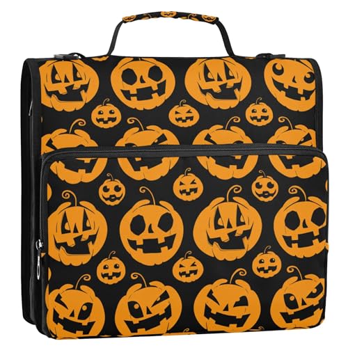 Ringbuch mit 3 Ringen, 3,8 cm, D-Ring, Halloween-Laterne, schwarzer Kürbis, Reißverschluss, Organizer, Schulbinder, Tasche mit Schultergurt, Rosa, mehrere Taschen, große Portfolio-Mappe Ringbuch mit 3 Ringen, 3,8 cm, D-Ring, Halloween-Laterne, schwarzer Kürbis, Reißverschluss, Organizer, Schulbinder, Tasche mit Schultergurt, Rosa, mehrere Taschen, große Portfolio-Mappe von Joitme