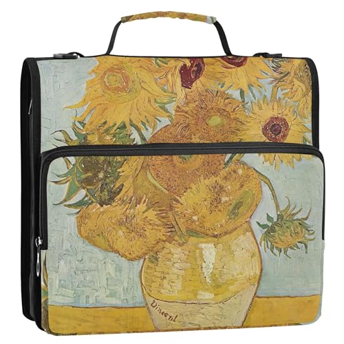 Ringbuch mit 3 Ringen, 3,8 cm, D-Ring, Sonnenblumen, Vincent Vangogh, Reißverschluss, Organizer, Aufbewahrungsmappe mit Griff, Schulordner, Tasche mit Schultergurt, Rosa Ringbuch mit 3 Ringen, 3,8 cm, D-Ring, Sonnenblumen, Vincent Vangogh, Reißverschluss, Organizer, Aufbewahrungsmappe mit Griff, Schulordner, Tasche mit Schultergurt, Rosa von Joitme