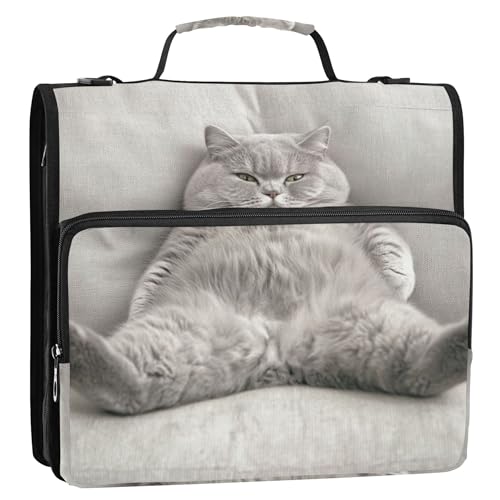 Ringbuch mit 3 Ringen, 3,8 cm, D-Ring, lustig, dicke Katze, Sofa, Pose, Reißverschluss, Ordner mit Gurt, Mittelschultasche, große Aufbewahrung, Portfolio-Etui mit Griff Ringbuch mit 3 Ringen, 3,8 cm, D-Ring, lustig, dicke Katze, Sofa, Pose, Reißverschluss, Ordner mit Gurt, Mittelschultasche, große Aufbewahrung, Portfolio-Etui mit Griff von Joitme