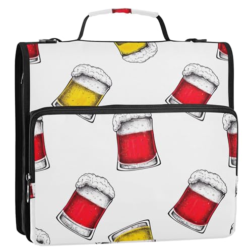 Ringbuch mit 3 Ringen, 3,8 cm, D-Ring-Reißverschluss, Organizer, Schulbinder, Tasche mit Schultergurt, große Aufbewahrungstasche, Portfolio-Tasche mit Griff, Rot / Gelb Ringbuch mit 3 Ringen, 3,8 cm, D-Ring-Reißverschluss, Organizer, Schulbinder, Tasche mit Schultergurt, große Aufbewahrungstasche, Portfolio-Tasche mit Griff, Rot / Gelb von Joitme