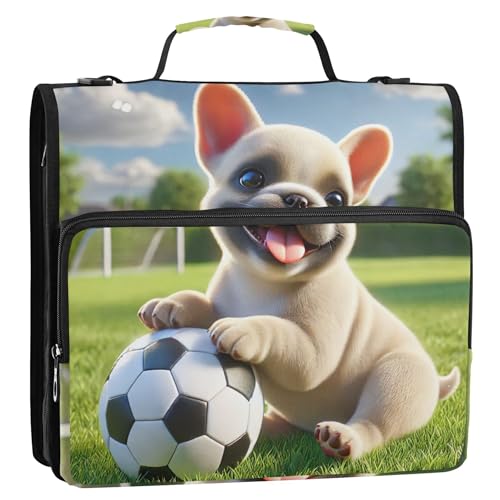 Ringbuch mit 3 Ringen, Blumenmuster, 3,8 cm, D-Ring, Bulldogge, Welpen, Hund, niedlicher Ordner, Reißverschluss, Organizer, Aufbewahrung, Portfolio-Etui mit Griff, Ordner mit Schultergurt, für die Ringbuch mit 3 Ringen, Blumenmuster, 3,8 cm, D-Ring, Bulldogge, Welpen, Hund, niedlicher Ordner, Reißverschluss, Organizer, Aufbewahrung, Portfolio-Etui mit Griff, Ordner mit Schultergurt, für die von Joitme
