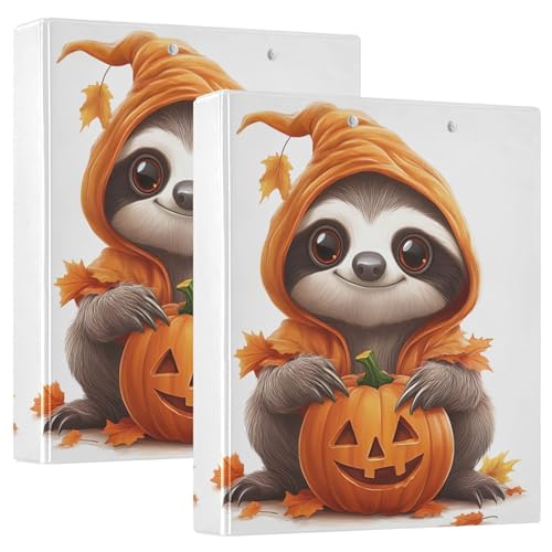 Ringbuch mit 3 Ringen, Motiv: Faultier, Halloween, Kürbis, 3,8 cm, für 200 Blatt, niedliche Portfolio-Ordner, runder Ringmappe, 31,5 x 27 x 6 cm, 1 Packung Ringbuch mit 3 Ringen, Motiv: Faultier, Halloween, Kürbis, 3,8 cm, für 200 Blatt, niedliche Portfolio-Ordner, runder Ringmappe, 31,5 x 27 x 6 cm, 1 Packung von Joitme